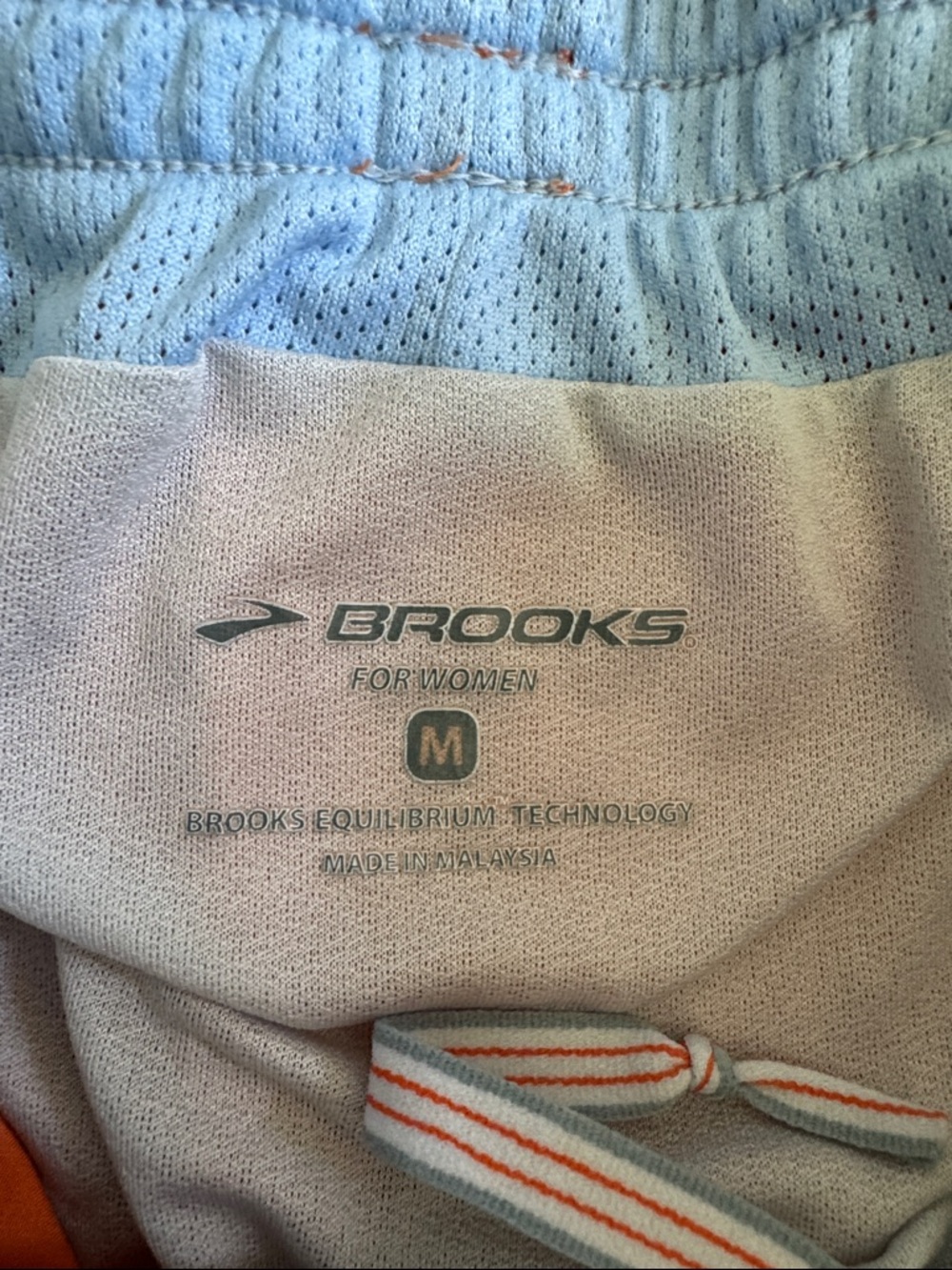 Brooks Orange Athletic Shorts with Light Blue Panels - Picture 2 of 5
